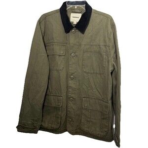 Goodthreads Canvas Barn Chore Jacket Mens Size L Olive Green Corduroy Collar